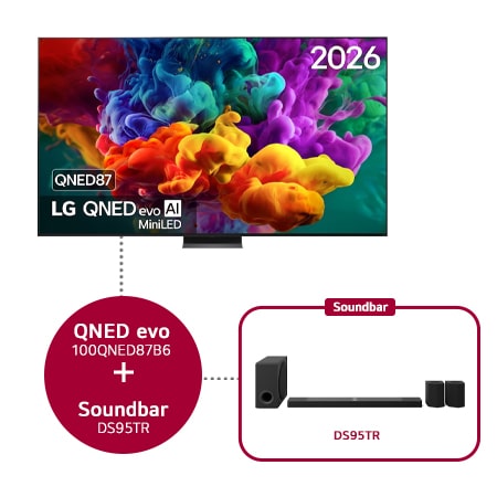 100 inch LG QNED evo AI QNED87 Mini LED 4K Smart TV 2026 & DS95TR 9.1.5-kanaals - 100QNED87B6.DS95TR